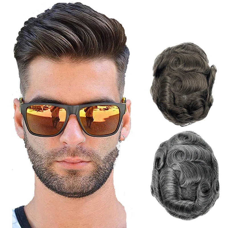 

CNG ready to ship 90% Density natural Hairline Breathable 0.03-0.04mm Super Thin Skin V-loop human hair toupee Men Wig