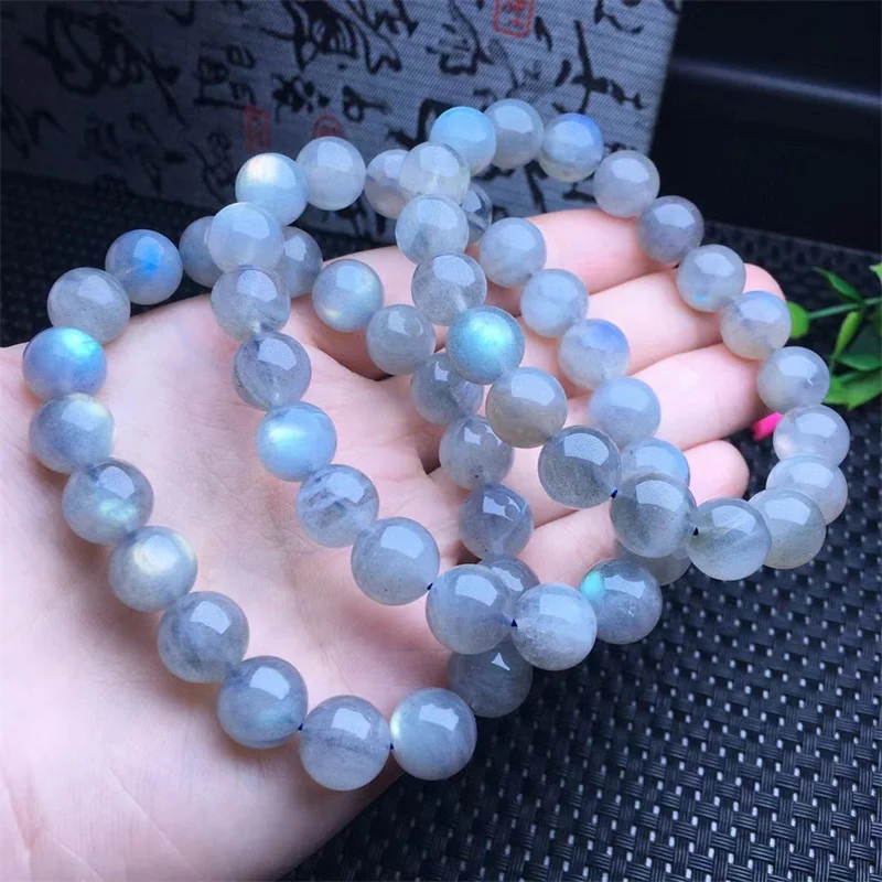 

Wholesale Healing Crystal Gemstone 10 mm Gray Moonstone Bead Bracelet For Gifts