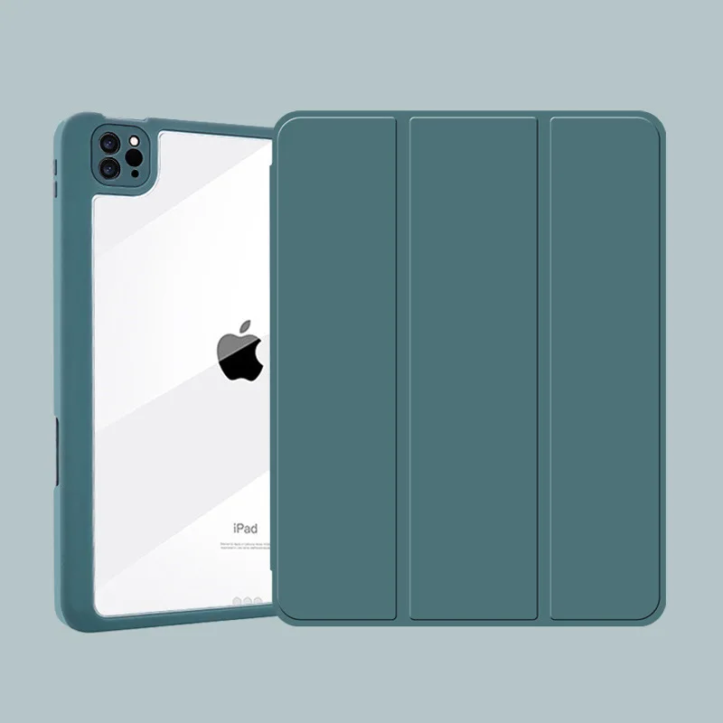 

For iPad Protection Case Back Cover Magnetic Pad cover Collapsible with Pen Slot Tablet Cases for iPad Air Mac, Black,green,pink,purple,green