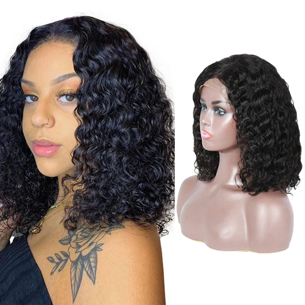 

Wholesale Cuticle Aligned Virgin Hair Short Deep Wave Bob Wigs for Black Women Perruque Bob Wigs Human Hair Lace Front Wig