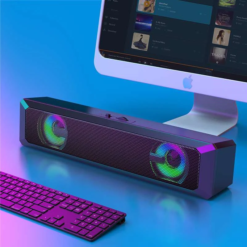 

A4 Colorful glowing RGB Bar speaker with subwoofer usb speakers, Black