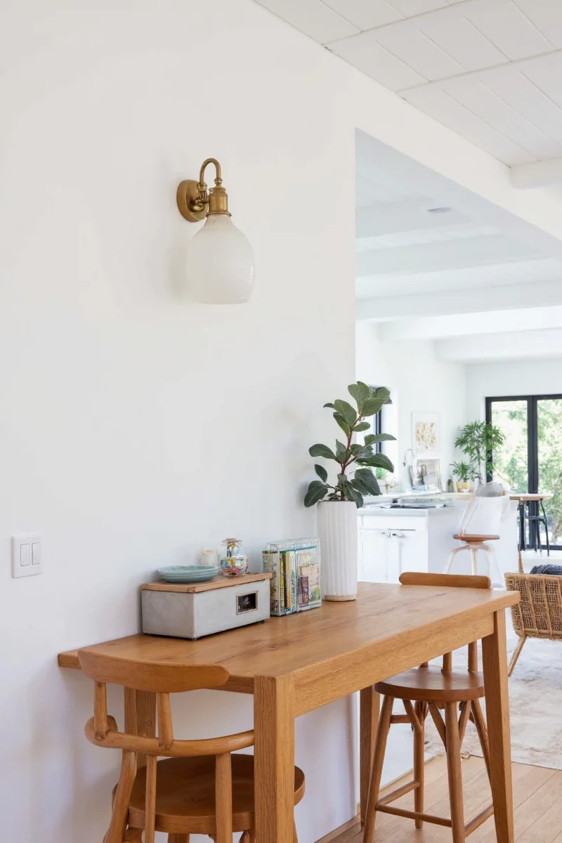 Rustic Wooden and Iron Wall Sconce in Country Kitchen