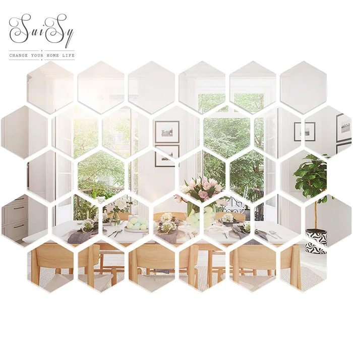 

12 Pcs Removable Acrylic Mirror Setting Wall Sticker Decal for Home Living Room Bedroom Decor