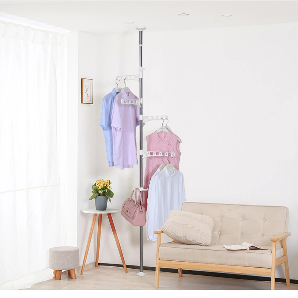 Baoyouni Metal Tension Spring Standing Clothes Rack Garment Hangers ...