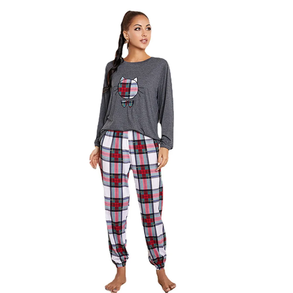 

Womens cotton Pajama Sets Long Sleeve Pyjama Sleepwear Homewear Night Wear set, As below