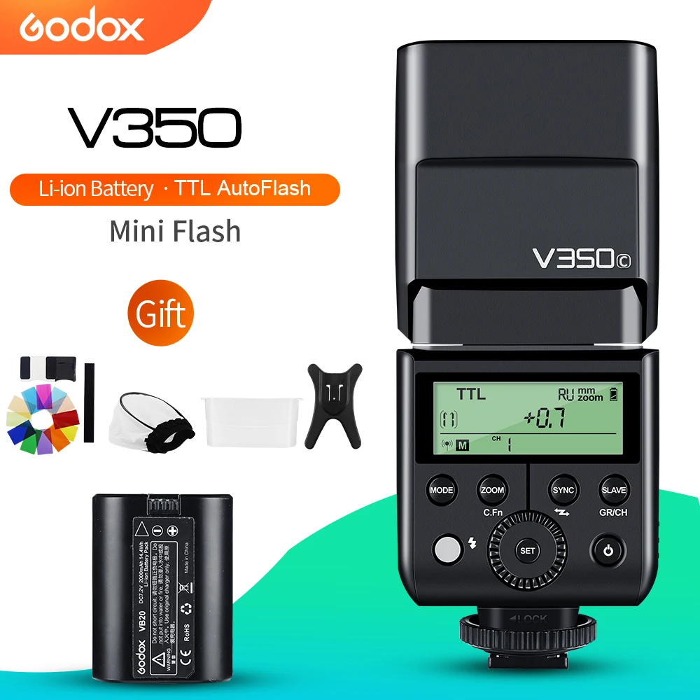 

inlighttech Godox V350C V350N V350S V350F V350O TTL HSS Camera Speedlite Flash Built-in Lithium Battery for Fuji, Black