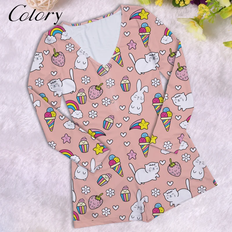 

Colory Cartoon Print Clothing High Quality Bodysuit Pajama, Picture shows