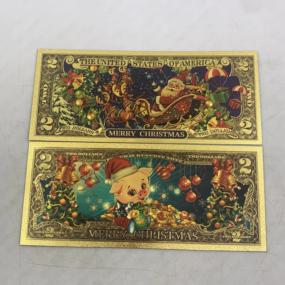 

Christmas Festival gold foil greeting cards Happy new year gifts santa clause pattern colored tickets for collection decoration