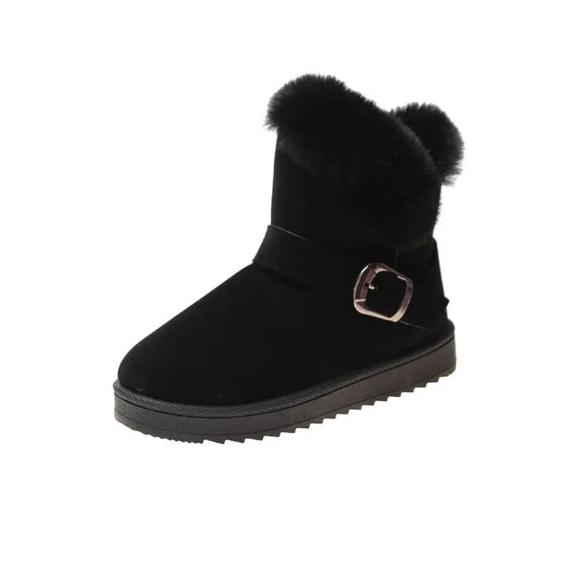 

Amazon AliExpress Hot Selling Women's Boots Solid Color Suede Plus Velvet Platform Belt Buckle Women Fashion Boots