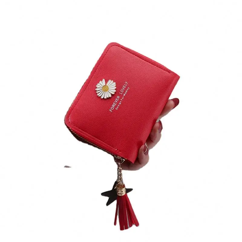 

AIYIYANG Amazon Hot Sale Tassel Zipper Ladies Purses Short Hand Bags Flower Custom Women Wallet High Quality, Multi