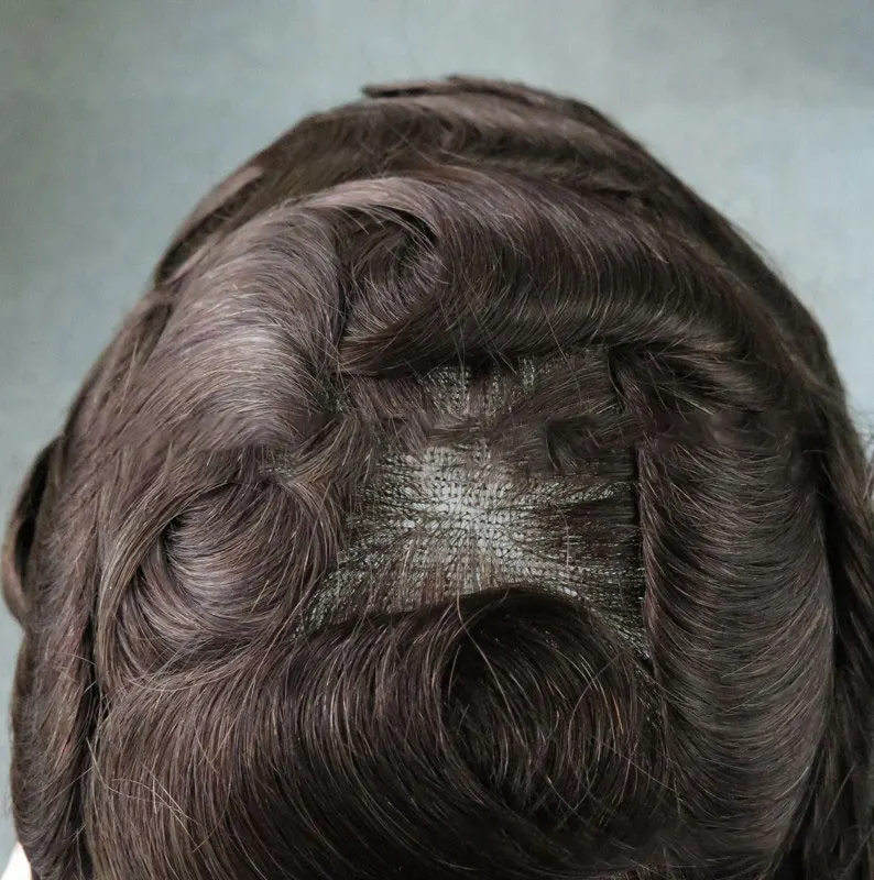 

High Quality Hair Prosthesis Indian Human Hair Fine Welded Swiss French Full Lace Toupee Toupee Men Wig