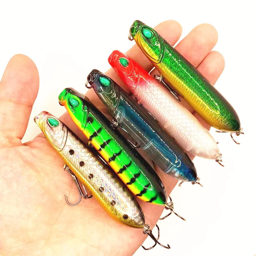 

New Topwater 8.1cm 12g Long Casting Popper Walking Lure 3D Hard Eyes Fishing Lure, 5 color