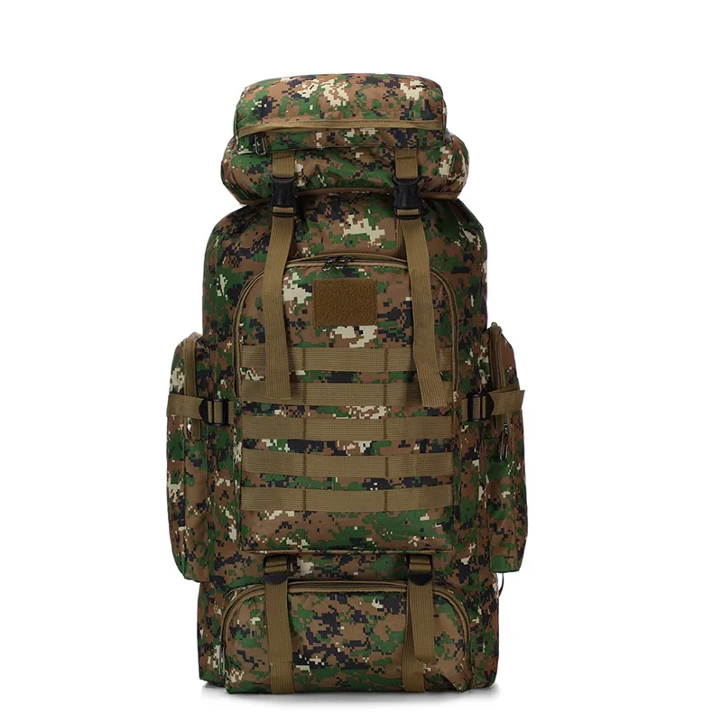 

New outdoor tactical camouflage sports backpack 80L waterproof mountaineering bag hiking bag adjustable backpack