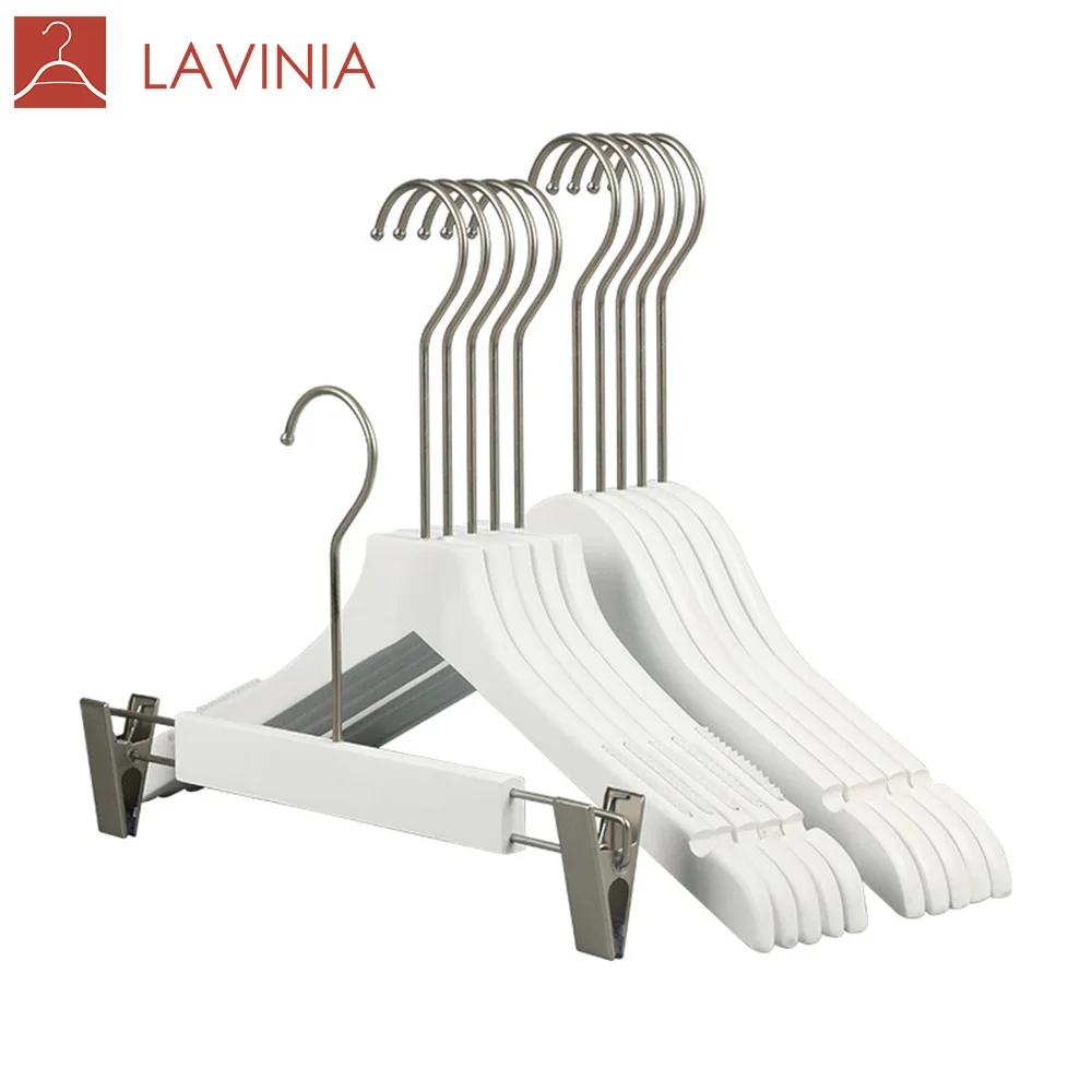 

Lavinia white hangers woode Eco-friendly hanger suit coat with Luxury gold hook Custom logo, Any color