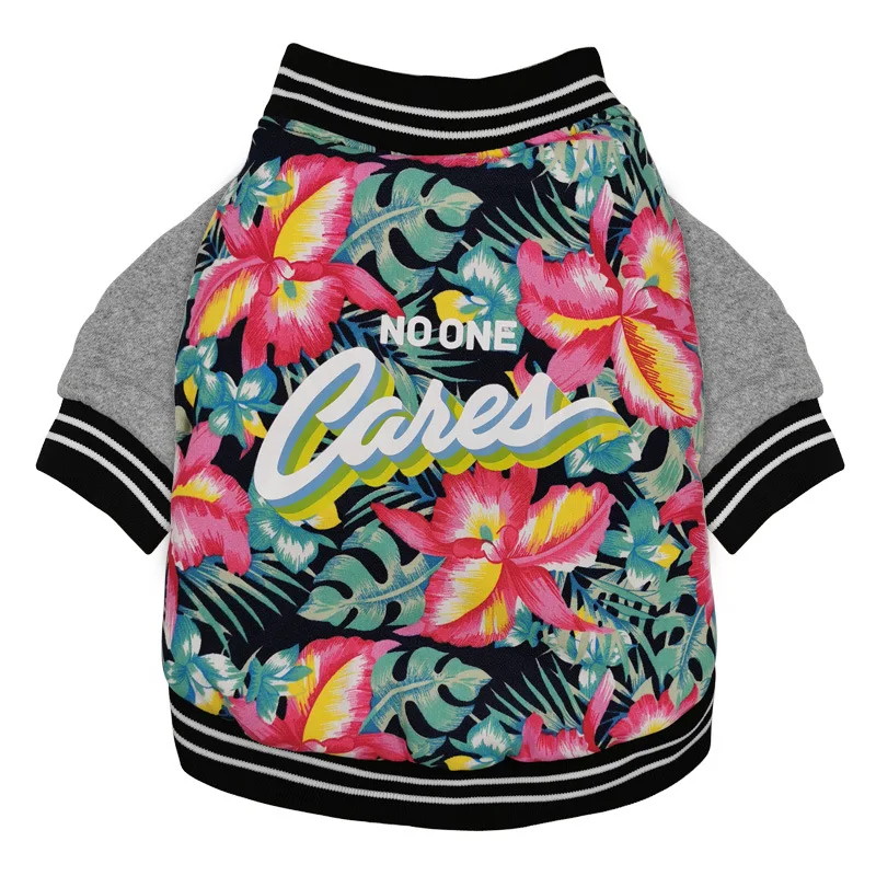 

Warm Cozy Floral Winter Pet Dog Cat Baseball Jacket Designer Dog Clothes
