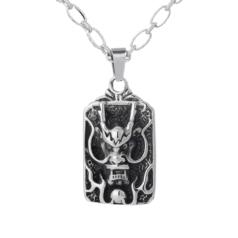 

Factory wholesale stainless steel titanium punk dragon tags necklace, Picture shows