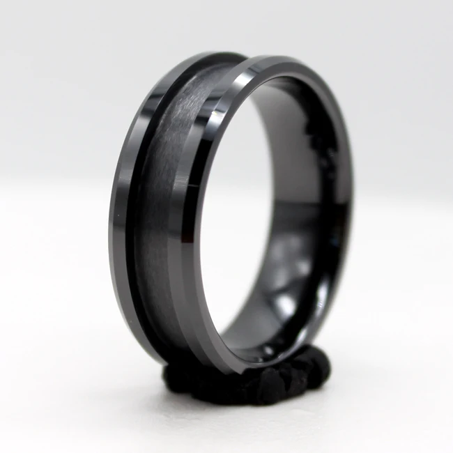 

Factory Wholesale Women Jewelry 1 Channel Ceramic Ring Blanks Ring Inlay Jewelry DIY Making Core, Black,white