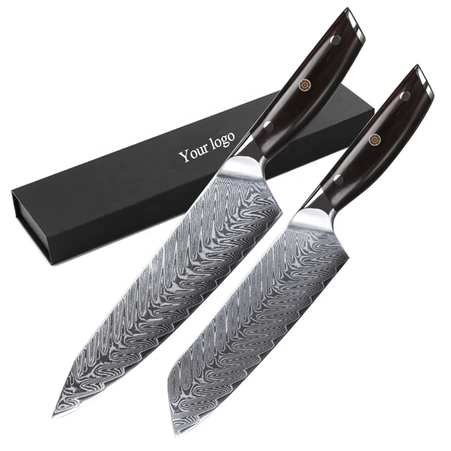 

Professional Manufacturer 67 Layers Damascus Steel Kitchen Knives Santoku Knives chef knife set