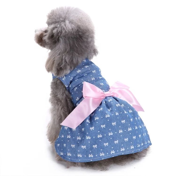 

New Arrival Wholesale Summer Dog Shirt Cute Bow Pet Dress Dog Apparel, As picture