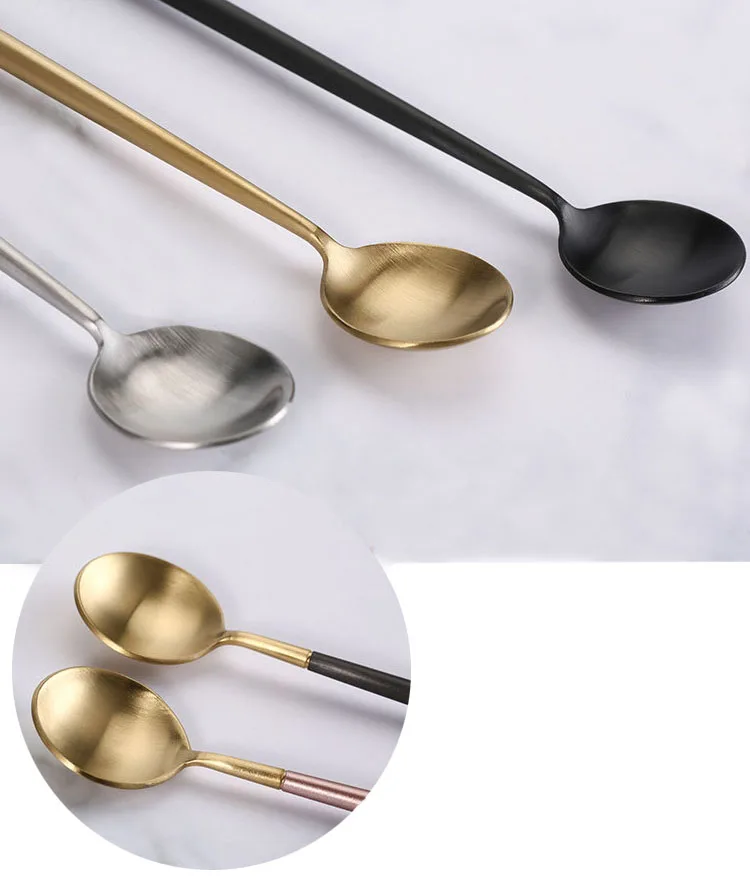 

Colorful glazed table dinnerware cheap high quality long handle stainless steel spoons forks knives, Customized is available