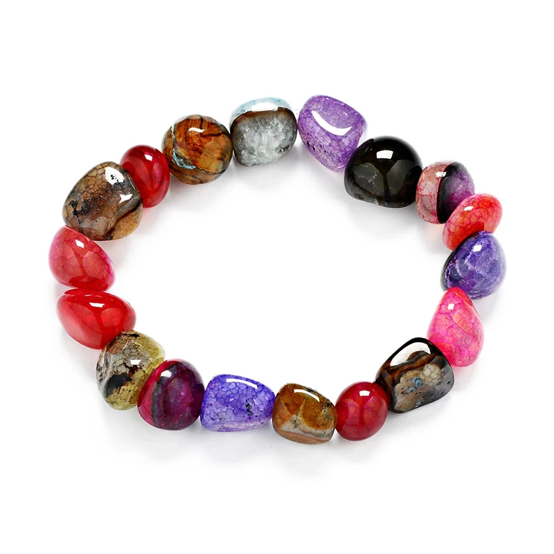 

Irregular Colorful Ice Cracked Agate Stone Bracelet With Shape Mixed Color Agate Bracelet Jewelry, Photo color