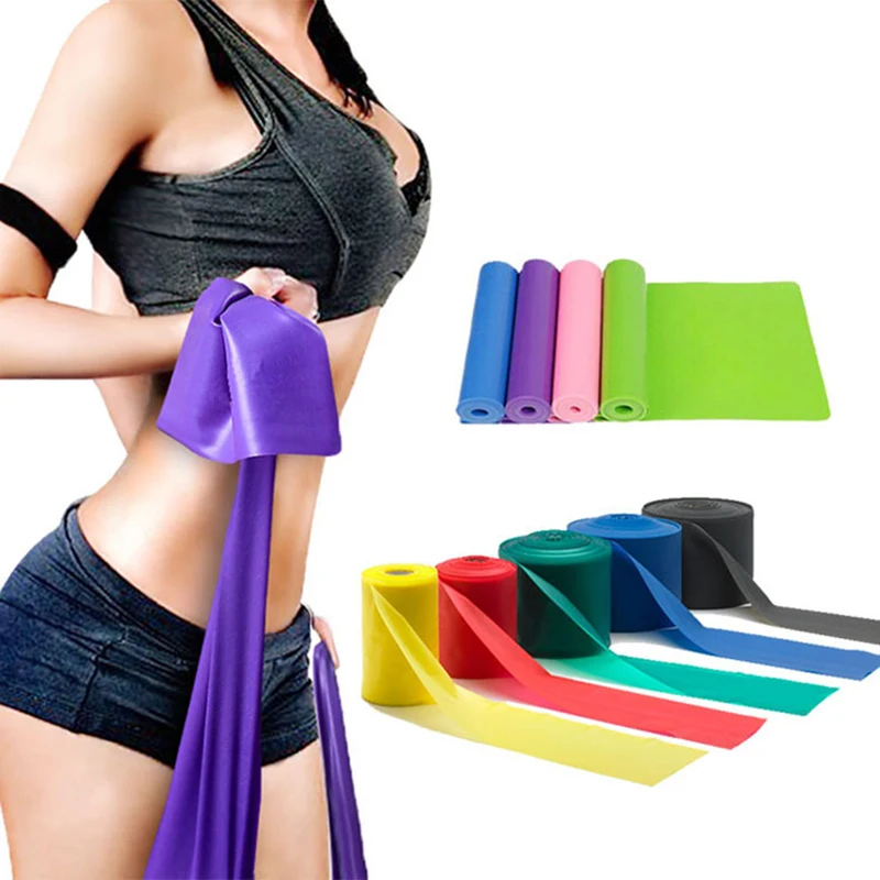 

Natural Rubber Pilates Stretch Resistance Elastic Fitness Band Yoga Pull Rope Training Exercise Gym Crossfit, Blue,green,purple,pink,red,yellow