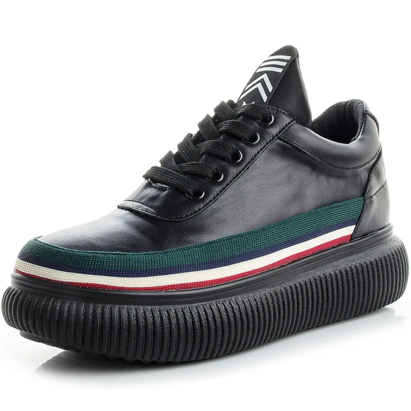 

Genuine Leather Women's White Sneakers 2020 Fashion Spring Women Platform Shoes Chunky Trainers Casual Ladies Footwear