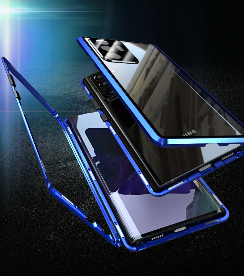 

for Samsung Galaxy M31cases Clear Magnetic Flip Tempered Glass Protector Cover With Lens all-inclusive Magnetic Case