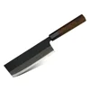 8 inch handmade 9Cr18 3 layers cladding steel forged kitchen knife Nikiri chef knife with Kurouchi in wooden box packing