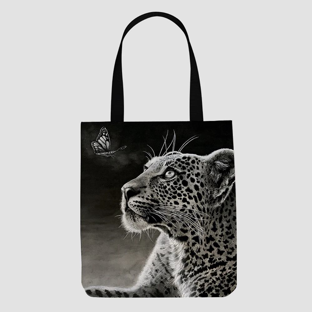 

custom Leopard laminated sling canvas grocery reusable foldable tote cotton bag