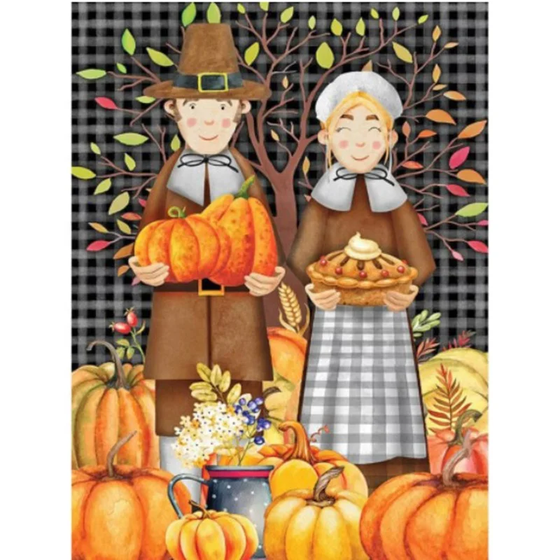 

Full Diamond Embroidery Pumpkin Old Couple Diamond Painting Cross Stitch Diamond Mosaic Cartoon Icon Needle Craft Halloween Gift