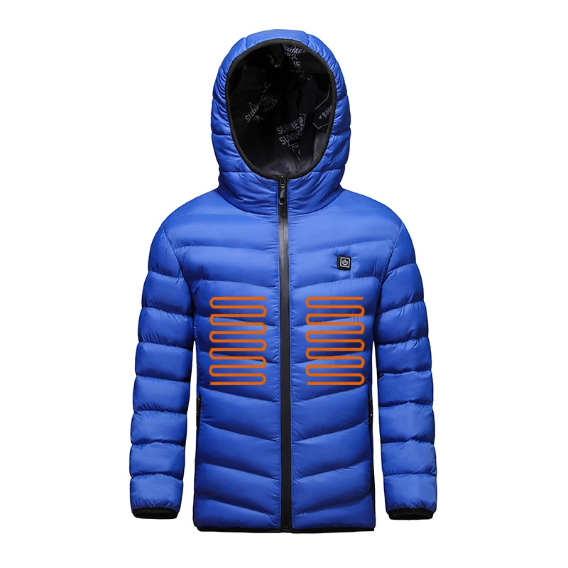 

USB Battery Powered Heated Men's Jacket Smart Temperature Control electric Jacket, Black/yellow/blue