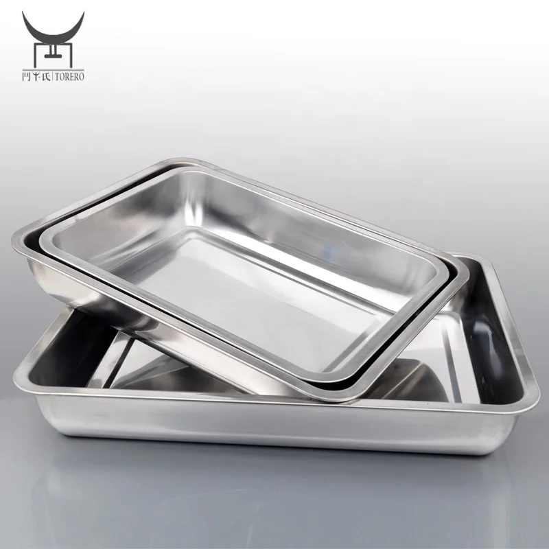 

Factory production thicken 7/10cm depth tray for chicken fish roast tray stainless steel food buffet serving deep tray