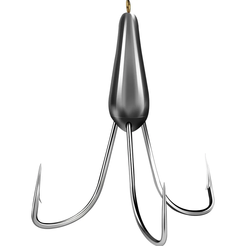 

Large Fishing Hooks Snagging Weighted Treble Hooks Stainless Steel Elegant, Black