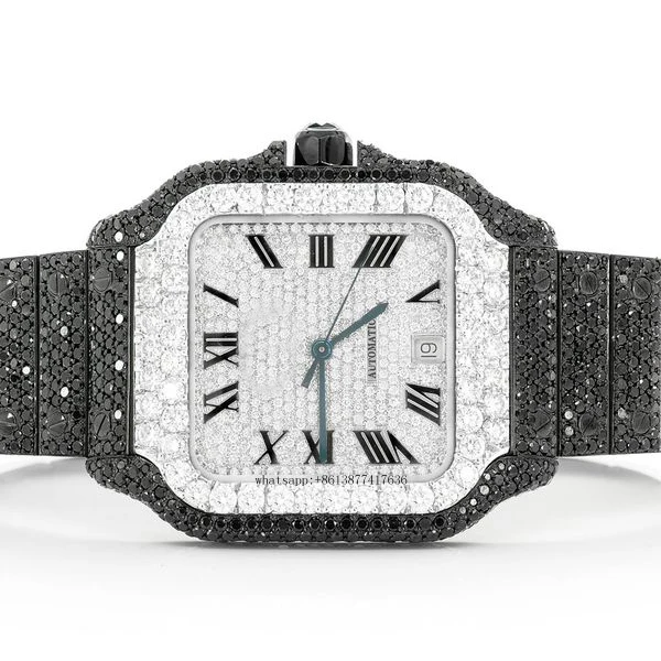 

Zuanfa iced out jewelry men buss down luxury black moissanite watch, Def
