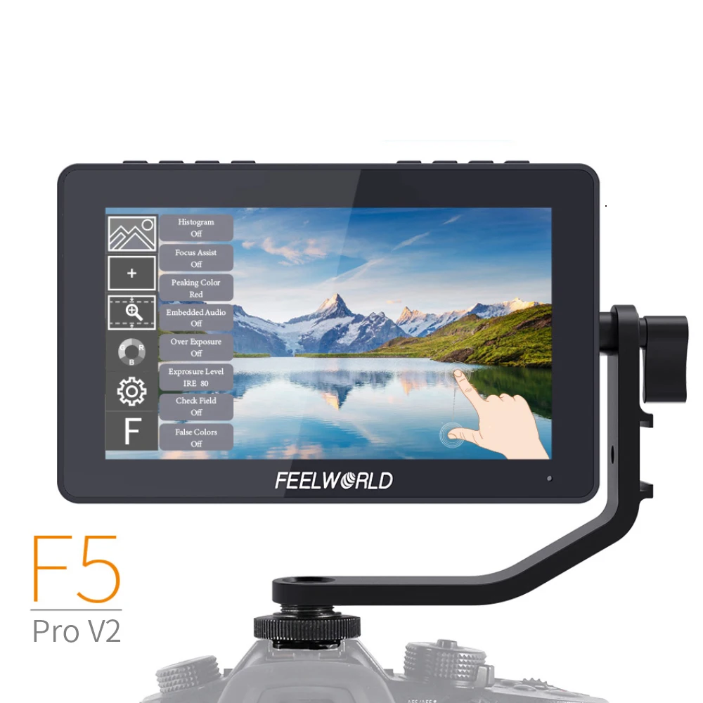 

FEELWORLD F5 Pro V2 5.5 Inch Touch Screen DSLR Camera Field Monitor 3D LUT 4K HDMI Input Output Tilt Arm Power Output F970