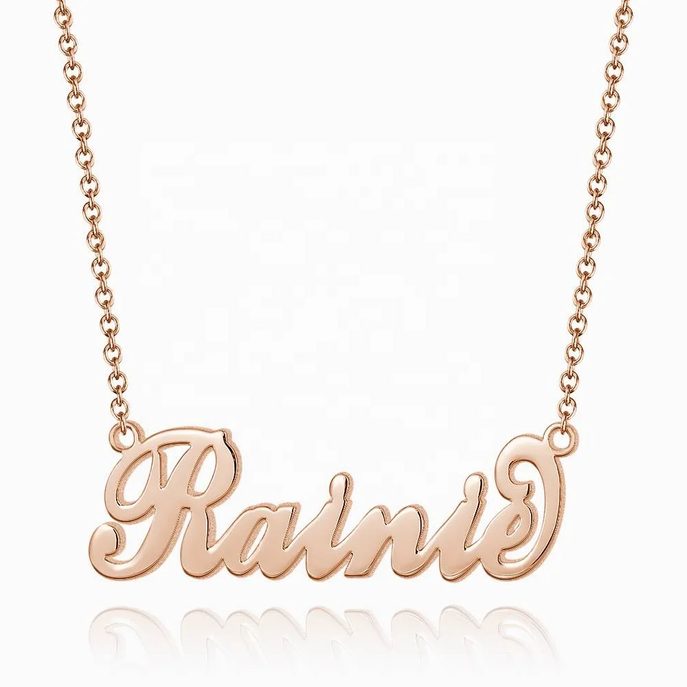 

No Moq Personalised Diy Trendy Name Plate Necklace Gold Jewelry Kids Character Name Necklaces For Children