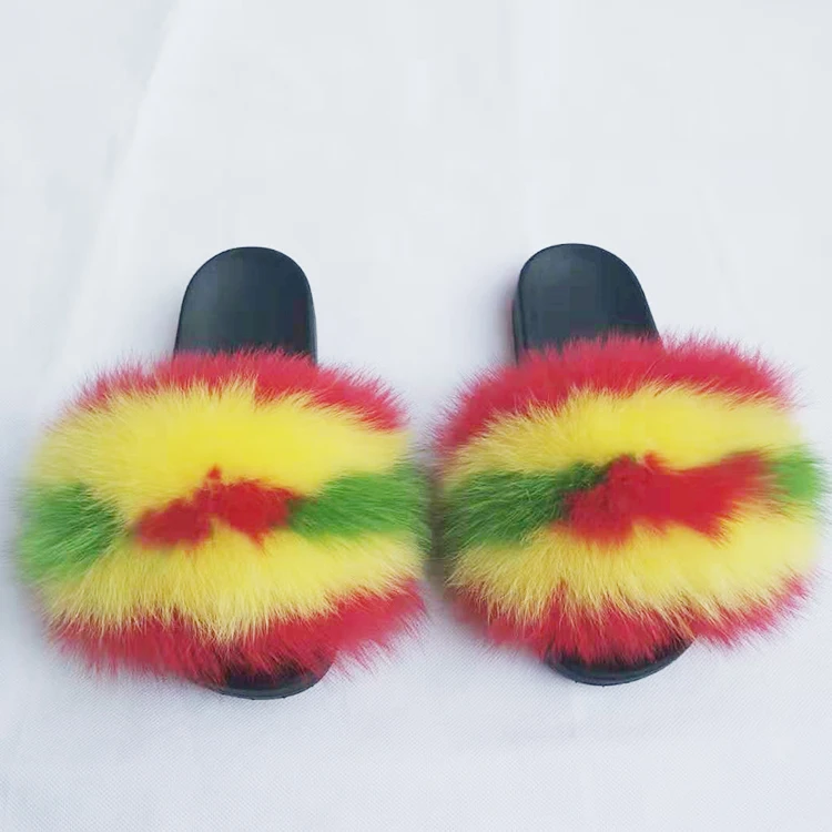 

Factory Direct Wholesale faux fur slipper Mink Fur Slides Wholesale fox fur Slippers