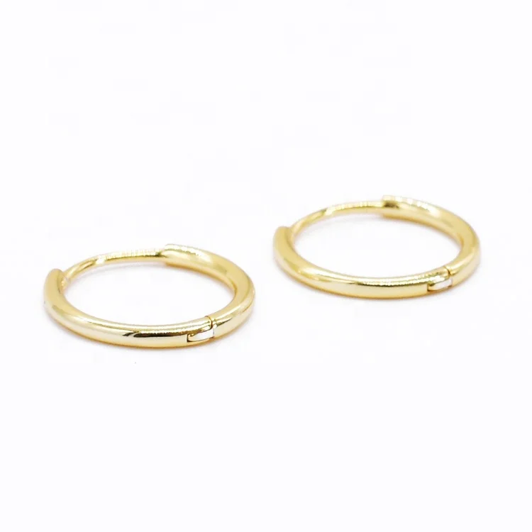

Hot selling women men 925 sterling silver gold plated small zircon round hoop earrings