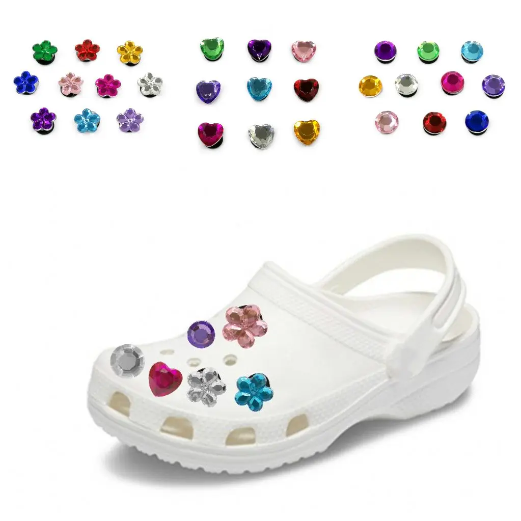 

wholesale custom soft pvc rubber crystals flowers shoe charms babe accessories jibz for clog decoration