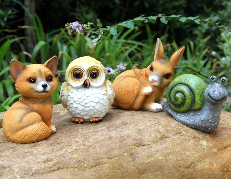 solar powered dog owl light garden lawn landscape gift outdoor figurine statue snail resin rabbit decorative animal