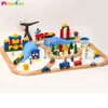 123pcs wooden blocks track train toys