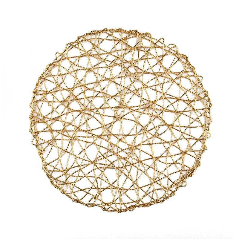 

Woven Paper Round Decorative Placemat for Wedding Party, Gold silver red black etc