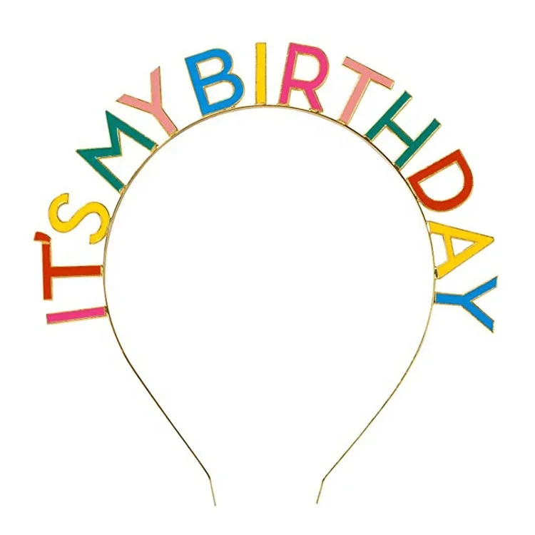 

Colorful IT'S MY BIRTHDAY Alloy Headband for Girls Top Quality Party headband