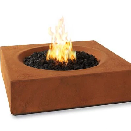 

45 Inch Round Propane Gas Fire Pit Table, Rusty red