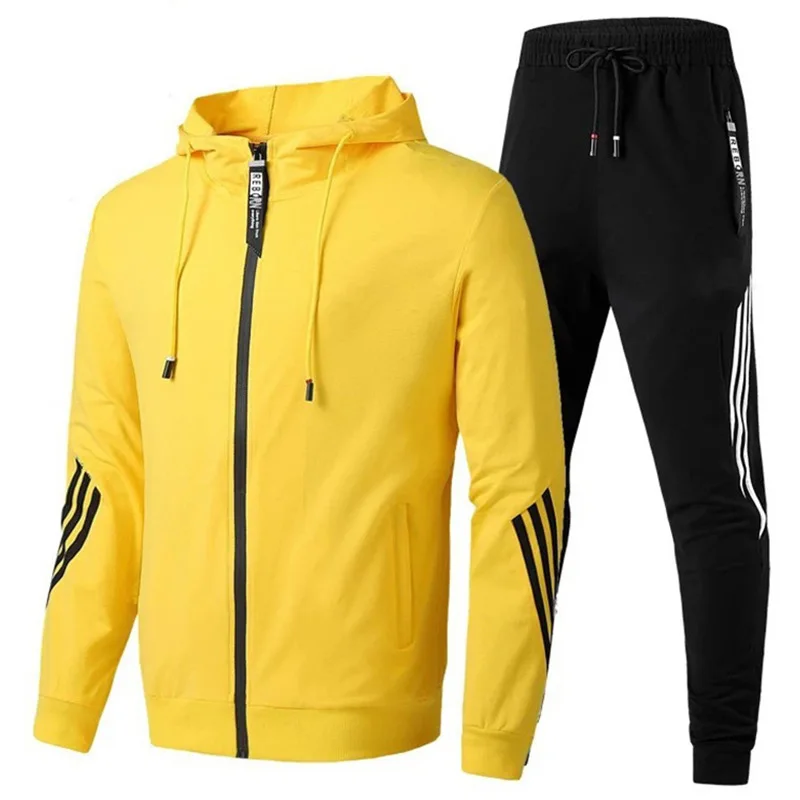 

New men's suit sports leisure sweater hooded trend two-piece suit running training can be customized logo