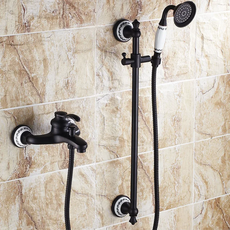 estilo retro Juego de ducha de latón retro grifo de lluvia para pared de baño sistema de ducha de bronce 