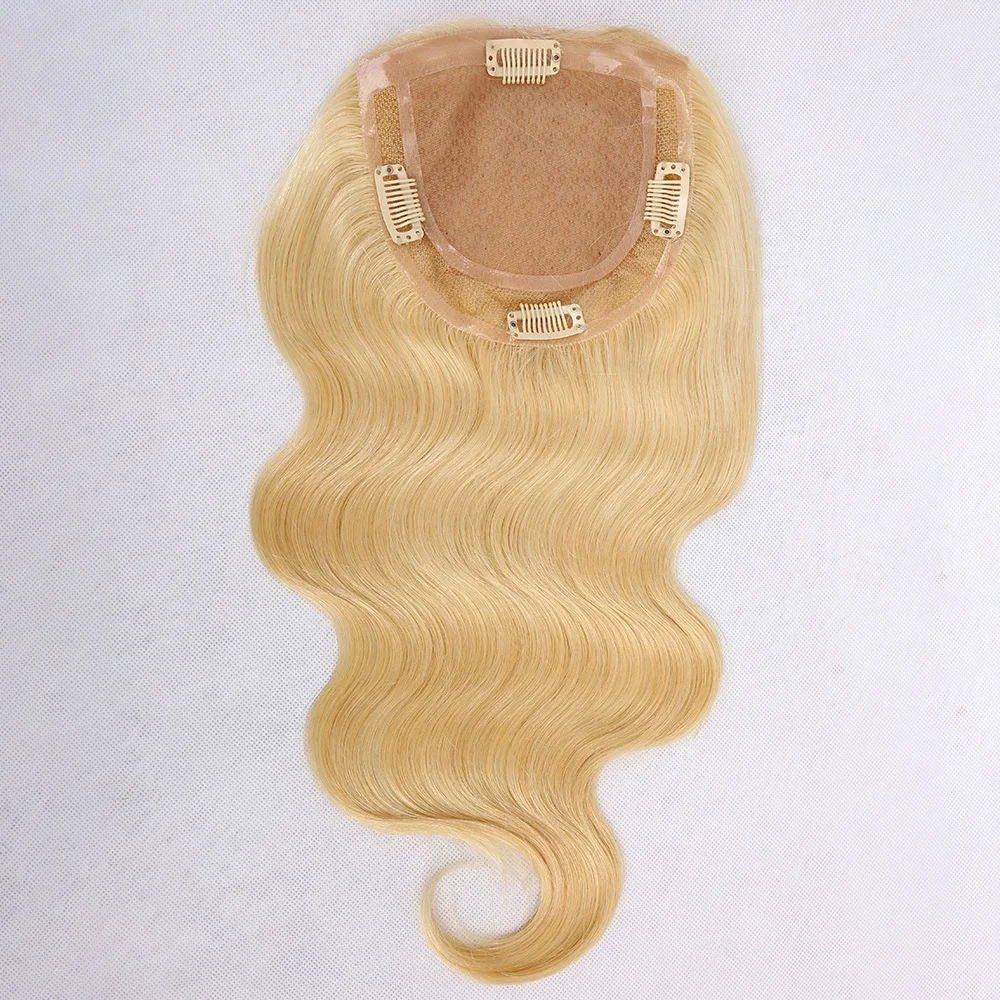 

blonde top hair pieces cuticle aligned virgin brazilian human hair silk base hair toppers for women