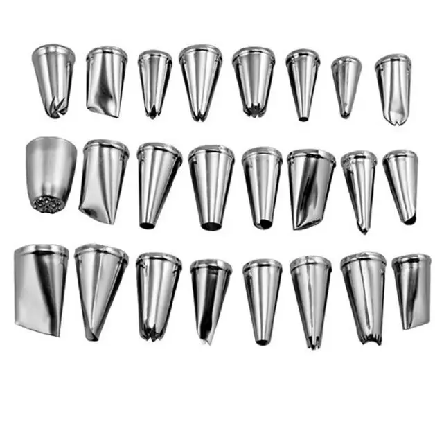 

24pcs Confectionery Packing DIY Stainless Steel Icing Piping Nozzles Pastry Tips Fondant Cup Cake Baking