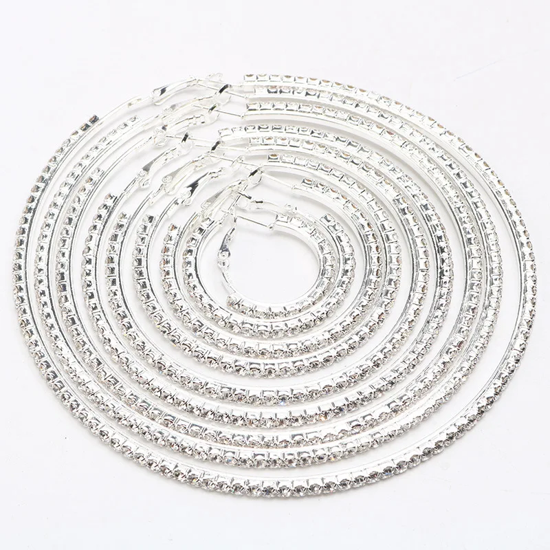 

10cm rhinestone large cz bling big crystal circle diamond hoop earrings women